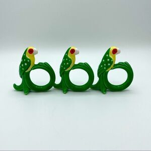 Set of 3 Fitz and Floyd Parrot Napkin Rings
